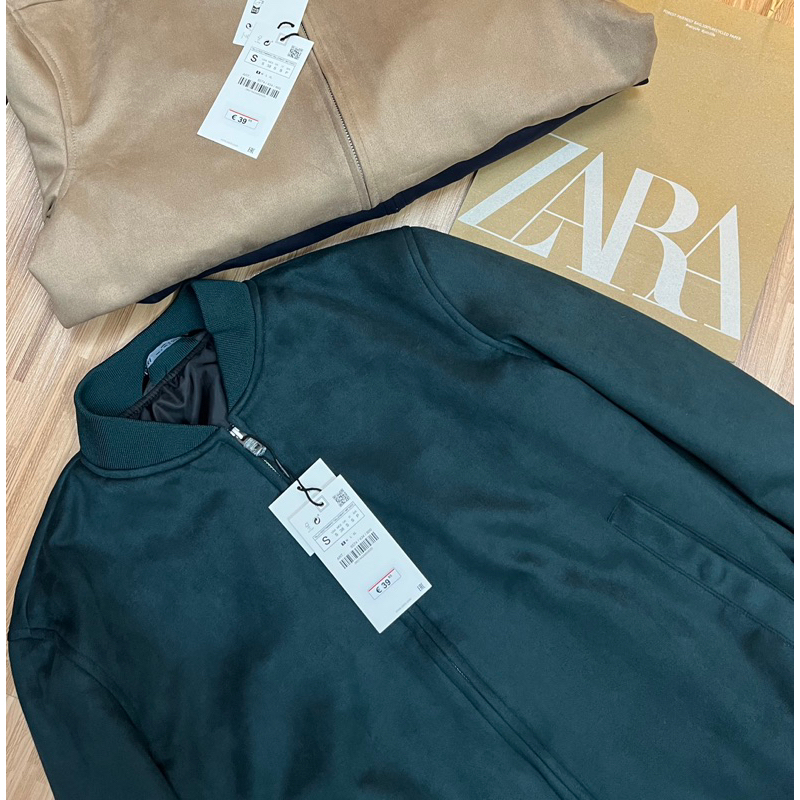 Áo khoác bomber Za/Ra da lộn nam trẻ trung thanh lịch hàng xuất khẩu chính hãng