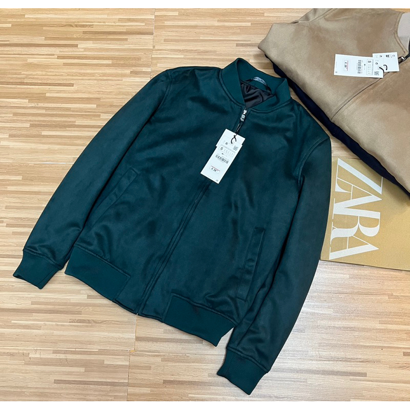 Áo khoác bomber Za/Ra da lộn nam trẻ trung thanh lịch hàng xuất khẩu chính hãng