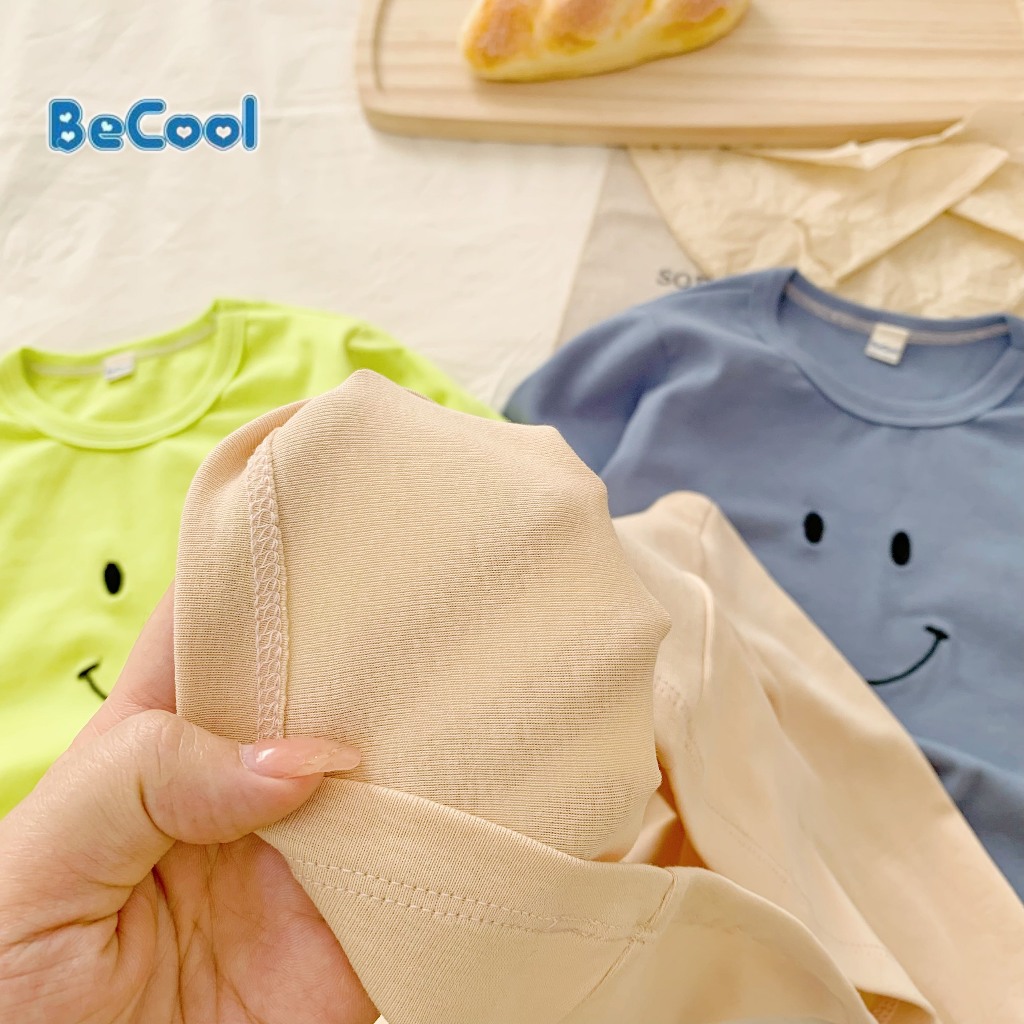 Bộ Dài Tay Thêu Hình Miệng Cười BECOOL, Bộ dài Tay Thu Đông Thêu Hình Miệng Cười Cho Bé Từ 9-27kg