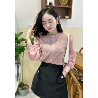 Áo hoa ren dài tay nữ công sở