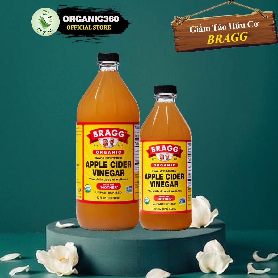 Giấm Táo Hữu Cơ Có Giấm Cái Organic Apple Cider Vinegar With The Mother 473ml & 946ml BRAGG