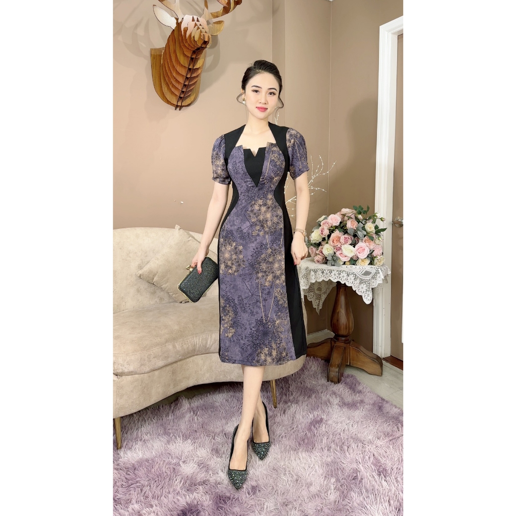 Đầm Trung Niên Linh Trà ( LT666 ) từ 45-75kg thiết kế sang trọng, Đầm tặng mẹ, tặng bà Đầm đi tiệc [ LINHTRA ]