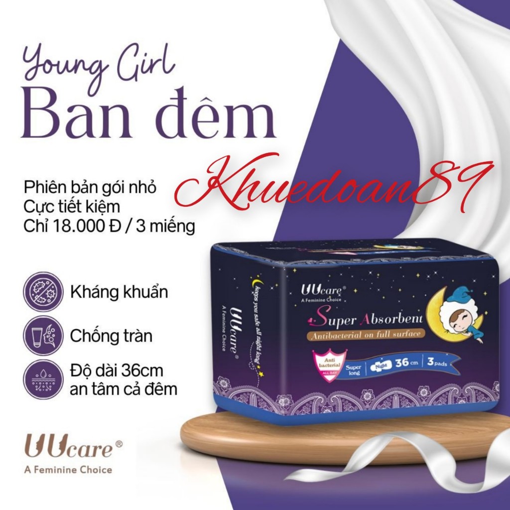 Băng vệ sinh UUcare Singapore Young Girl ban đêm 36cm