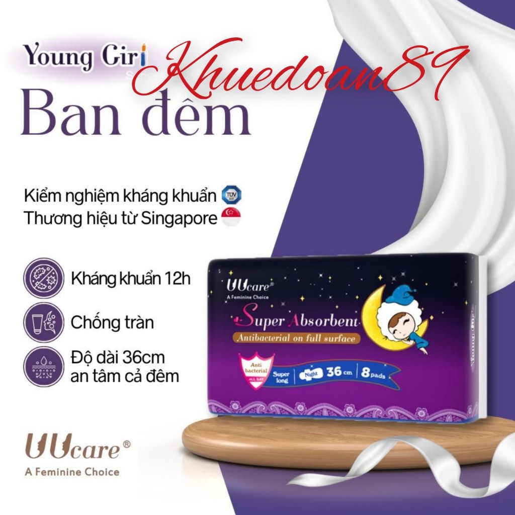 Băng vệ sinh UUcare Singapore Young Girl ban đêm 36cm