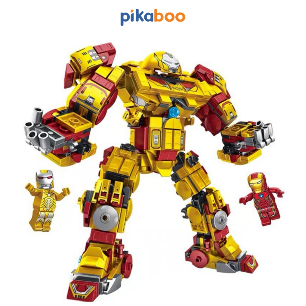 Đồ chơi Lắp ráp Mô hình HulkBuster Iron Man 3 trong 1 Pikaboo gồm 320+ PCS chất liệu nhựa cao cấp an toàn cho bé