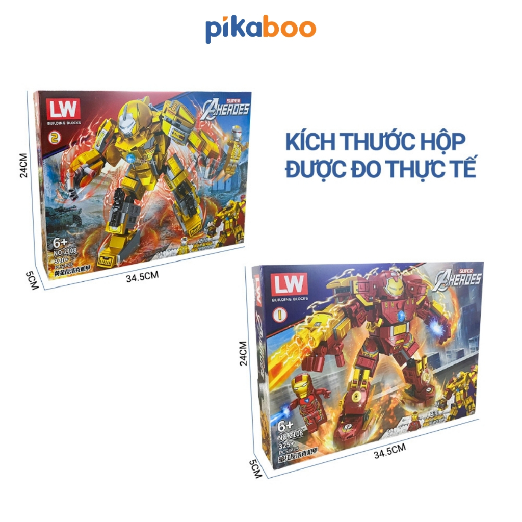 Đồ chơi Lắp ráp Mô hình HulkBuster Iron Man 3 trong 1 Pikaboo gồm 320+ PCS chất liệu nhựa cao cấp an toàn cho bé