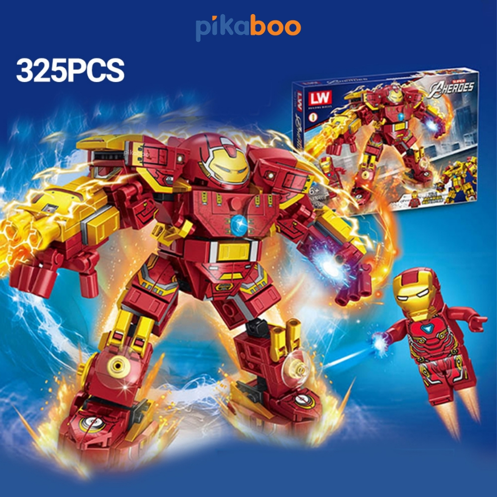 Đồ chơi Lắp ráp Mô hình HulkBuster Iron Man 3 trong 1 Pikaboo gồm 320+ PCS chất liệu nhựa cao cấp an toàn cho bé