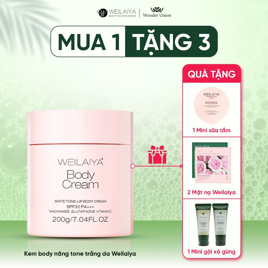 Kem body trắng da WEILAIYA dưỡng trắng da toàn thân, làm tươi da, nâng tông, chống nắng chỉ số SPF30, PA+++