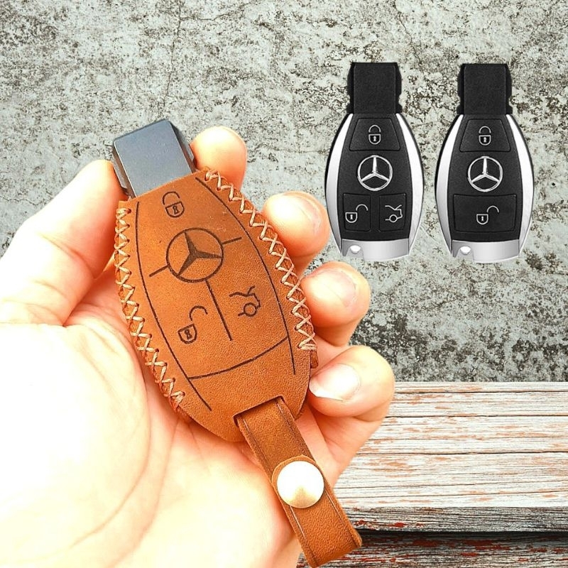 Bao da chìa khoá Mercedes handmade da thật, bao da chìa khoá Mec - DA HANDMADE