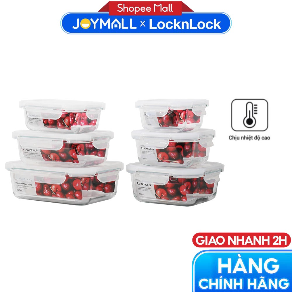 Hộp thủy tinh LocknLock BLANC bảo quản thực phẩm nhiều dung tích LLG110 - Hàng chính hãng, chịu nhiệt cao - JoyMall