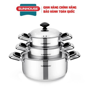 Bộ Nồi Sunhouse  3 Chiếc Cao Cấp Bếp Từ SH333