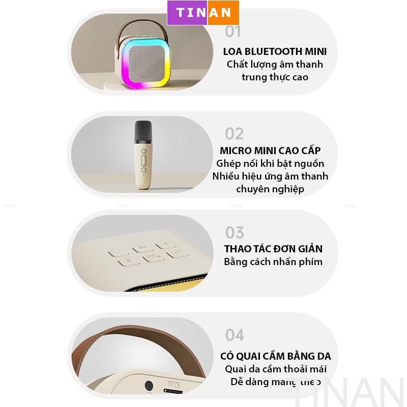 Loa Karaoke Mini Bluetooth UNIC Tặng Kèm 2 Mic Sạc Pin Không Dây, Âm Thanh Hay Bass Chuẩn, Chỉnh Đa Giọng KR01