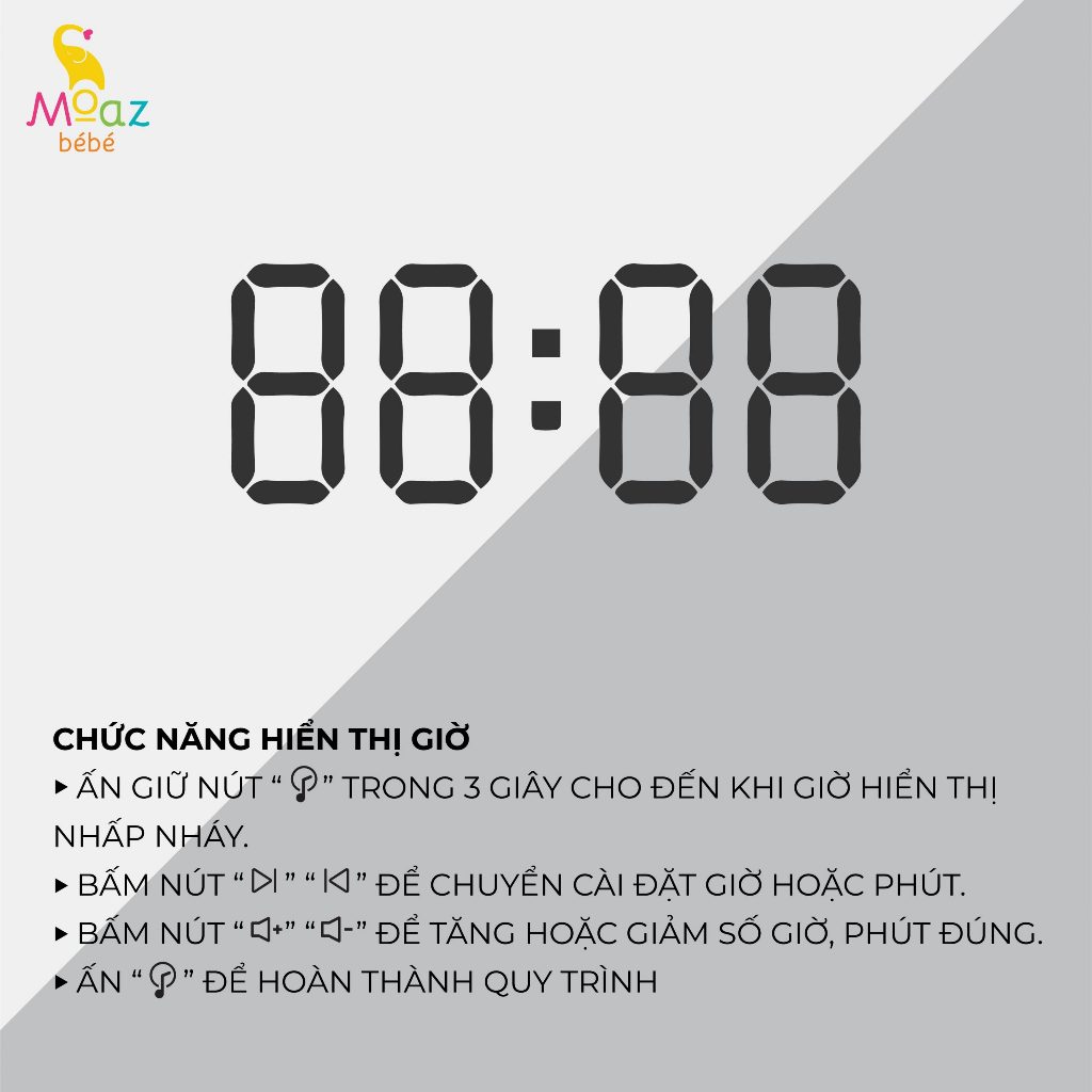 Máy tạo tiếng ồn trắng Moaz Bebe MB057 cho bé có đèn ngủ