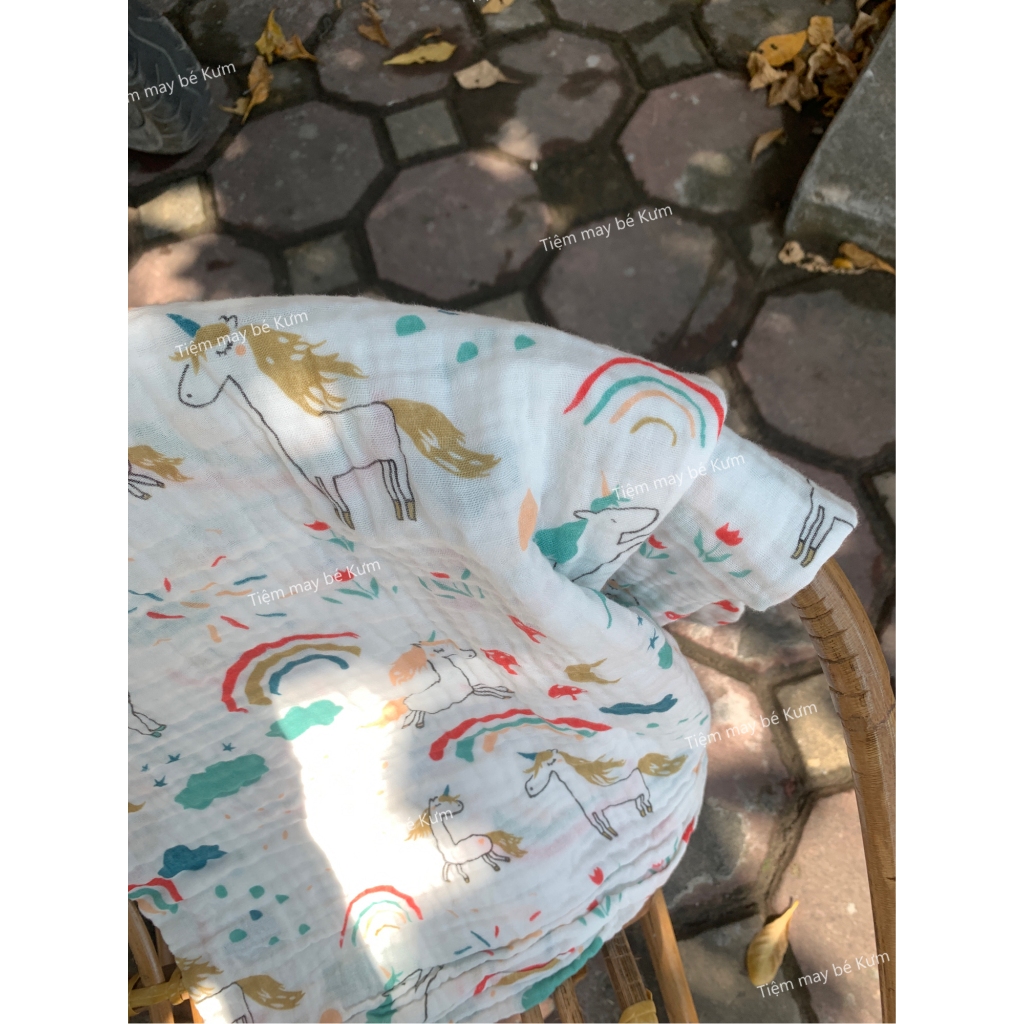 Khăn tắm xô cho bé vải musllin dày 4 lớp siêu mềm, thấm hút tốt, an toàn cho da bé