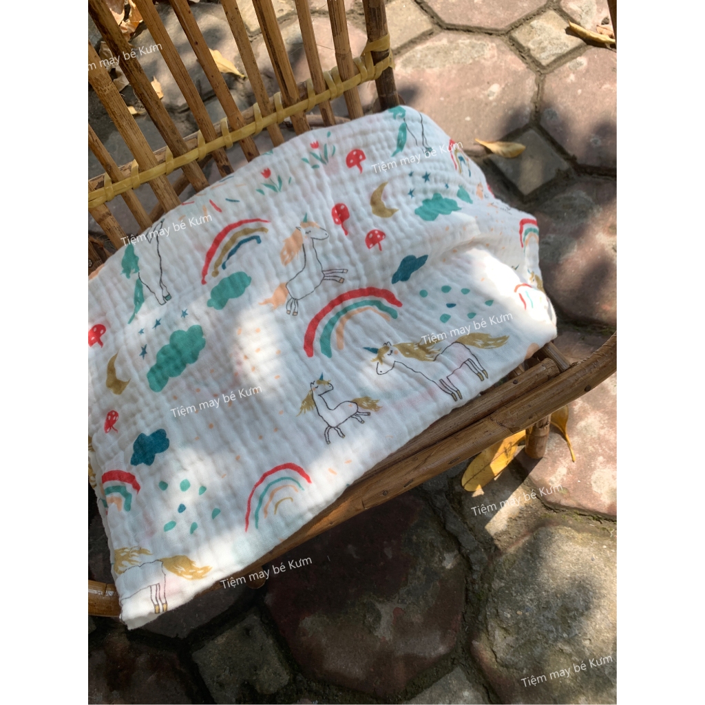 Khăn tắm xô cho bé vải musllin dày 4 lớp siêu mềm, thấm hút tốt, an toàn cho da bé