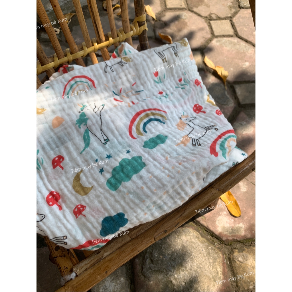 Khăn tắm xô cho bé vải musllin dày 4 lớp siêu mềm, thấm hút tốt, an toàn cho da bé