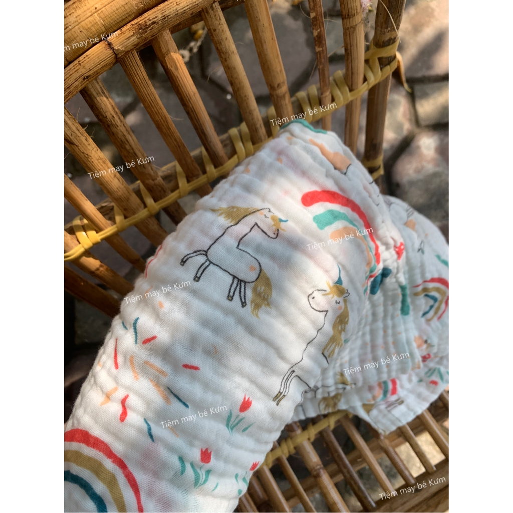 Khăn tắm xô cho bé vải musllin dày 4 lớp siêu mềm, thấm hút tốt, an toàn cho da bé