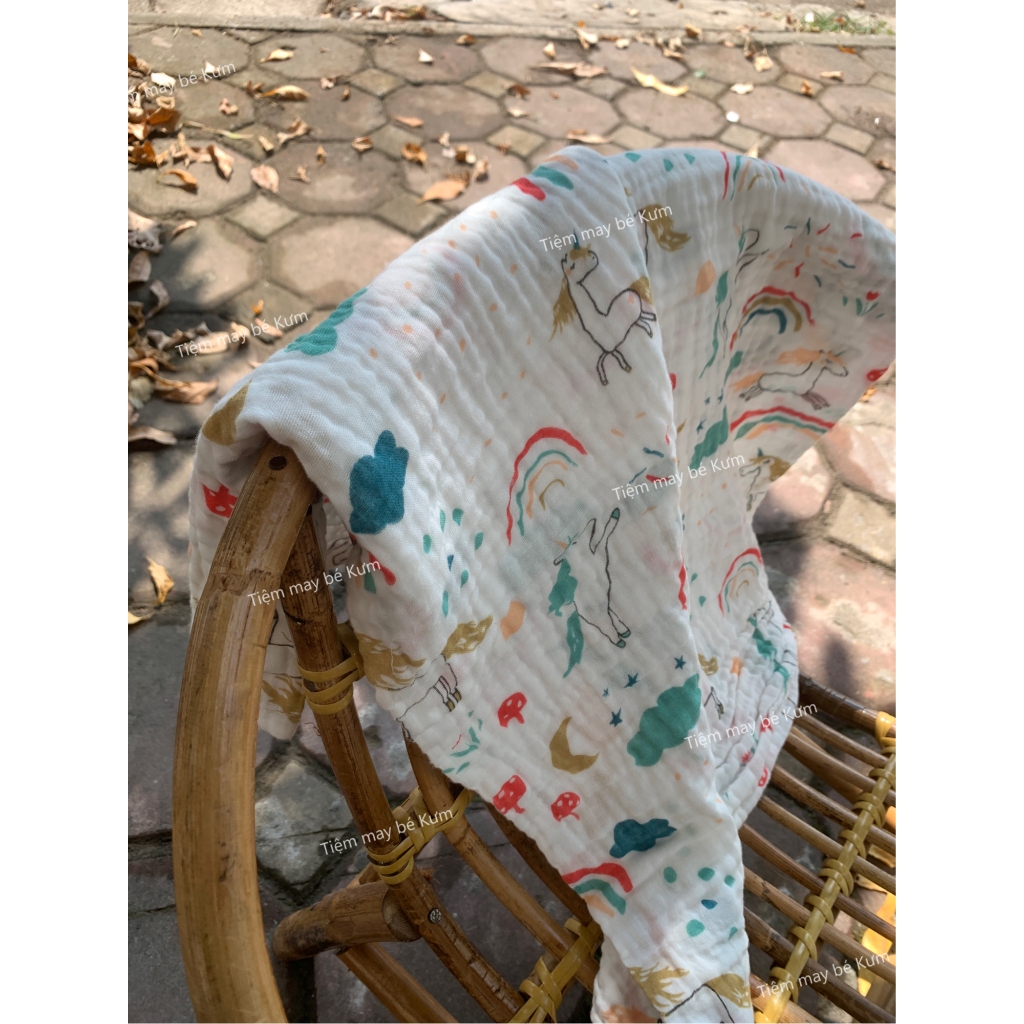 Khăn tắm xô cho bé vải musllin dày 4 lớp siêu mềm, thấm hút tốt, an toàn cho da bé