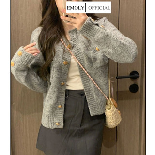  Áo khoác len cardigan cache dáng ngắn 2 cúc tay thời trang Hàn Quốc màu cực tây- 147