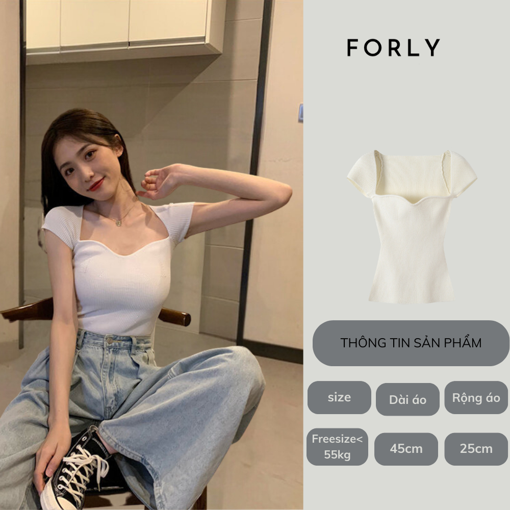 Áo cup ngực FORLYVN tay ngắn ôm body quyến rũ cho nữ FG125