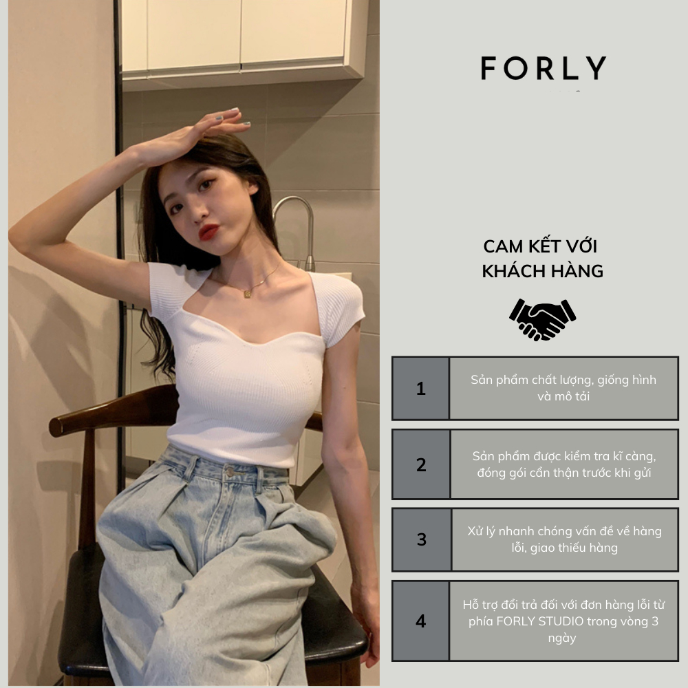 Áo cup ngực FORLYVN tay ngắn ôm body quyến rũ cho nữ FG125