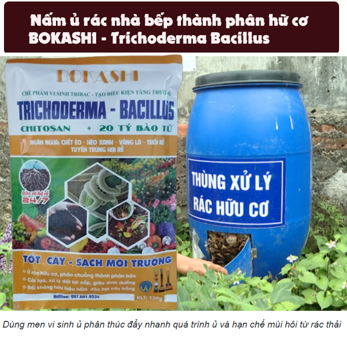 Men vi sinh BOKASHI, Nấm ủ rác nhà bếp thành phân hữu cơ BOKASHI 150g, nấm ủ phân hữu cơ BOKASHI 150g