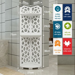 Kệ góc 3 tầng hoa văn đa dạng. kệ góc tường đa năng gỗ nhựa pvc kháng nước