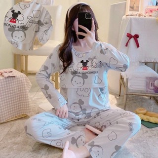 Đồ bộ bầu thu đông dài tay sau sinh cho con bú chất THUN SỮA HEROMOM mặc nhà bigsize 80kg 90kg