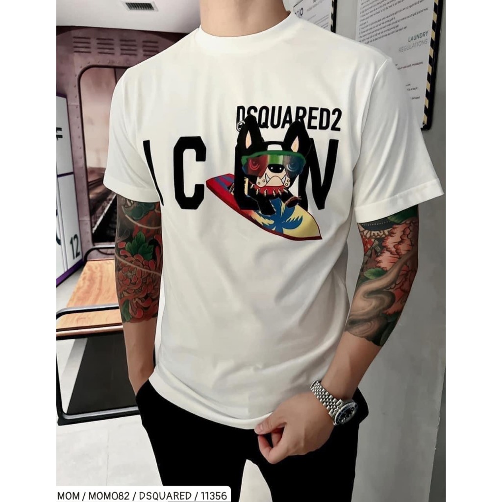 Áo thun nam nữ họa tiết in DSQ CHÓ siêu độc lạ - áo phông ngắn tay cổ tròn