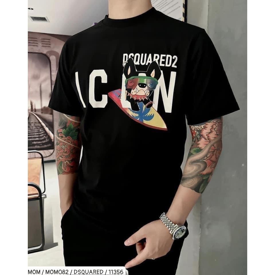 Áo thun nam nữ họa tiết in DSQ CHÓ siêu độc lạ - áo phông ngắn tay cổ tròn