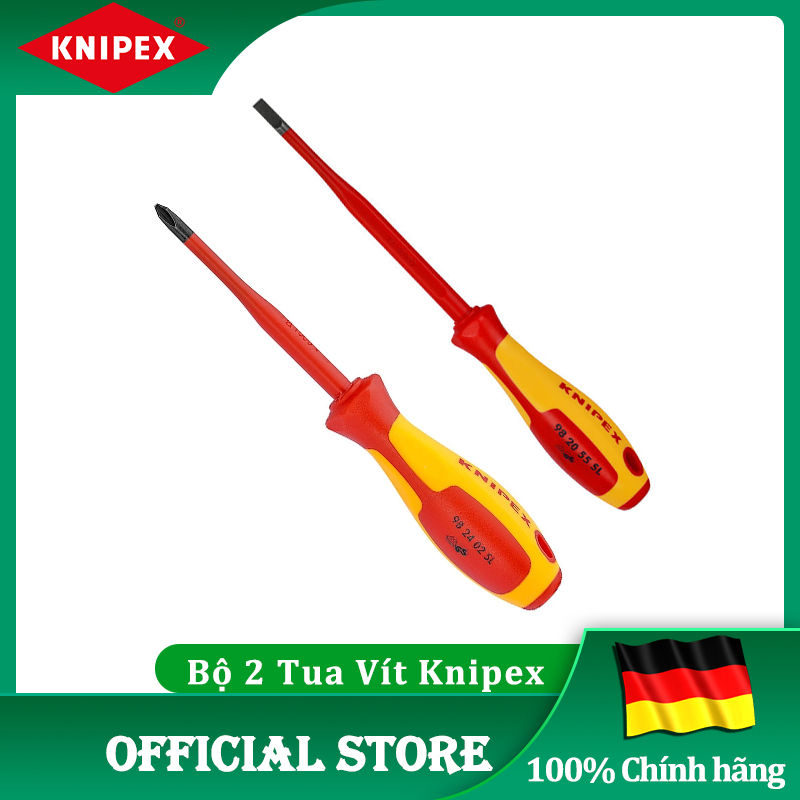 Combo 2 Tua Vít/ Bộ 2 Tua Vít Cách Điện 1000 Volt Knipex [chính hãng Đức/Germany giá rẻ]