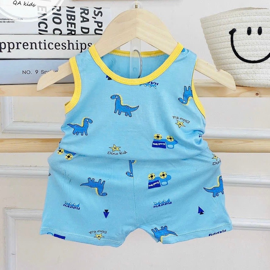 Set 3 bộ thun lạnh ba lỗ siêu mềm mát nhiều hình in dễ thương cho bé