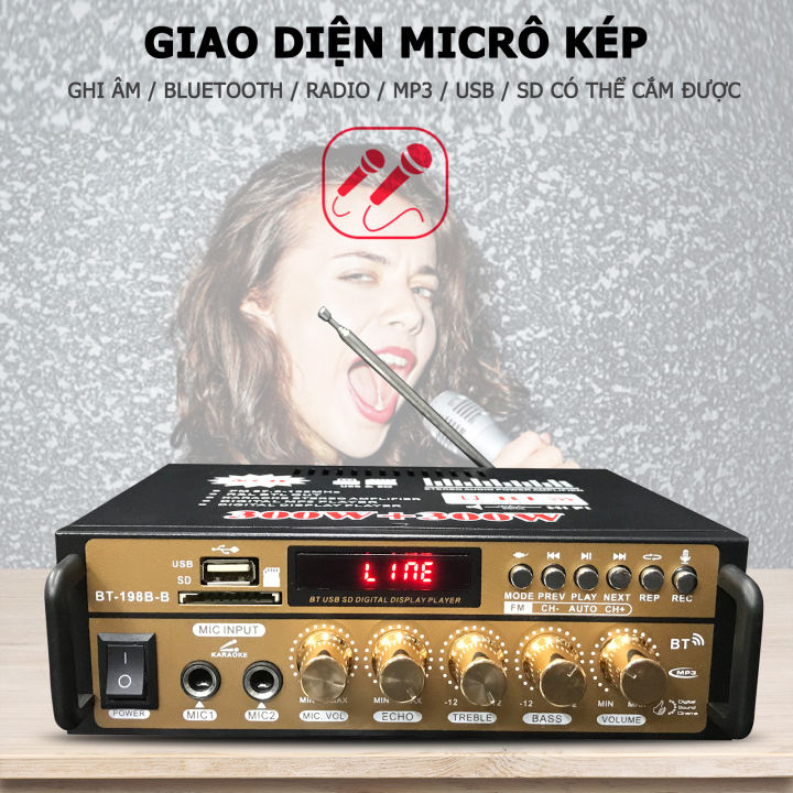 🔥FREESHIP🔥 Ampli Mini Loa Amly Bluetooth  BT-198B 600W Hát Karaoke Gia Đình Xe Ô Tô