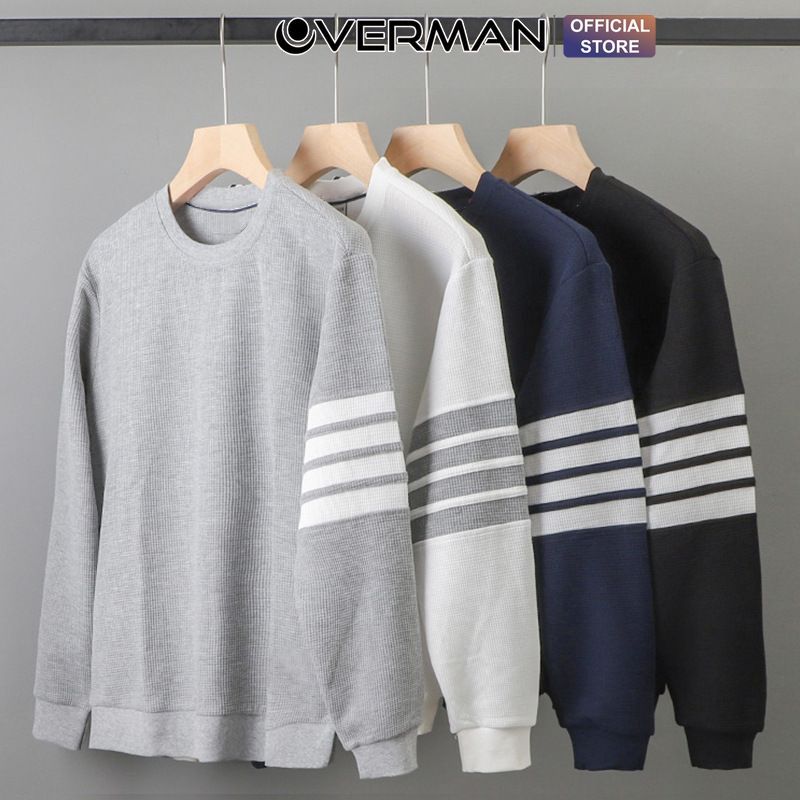 Áo Sweater Nam Nữ Unisex Phối Viền Cao Cấp, Áo Thu Đông Cổ Tròn Chất Tổ Ong Trẻ Trung Siêu Mềm AD06 - OVERMAN