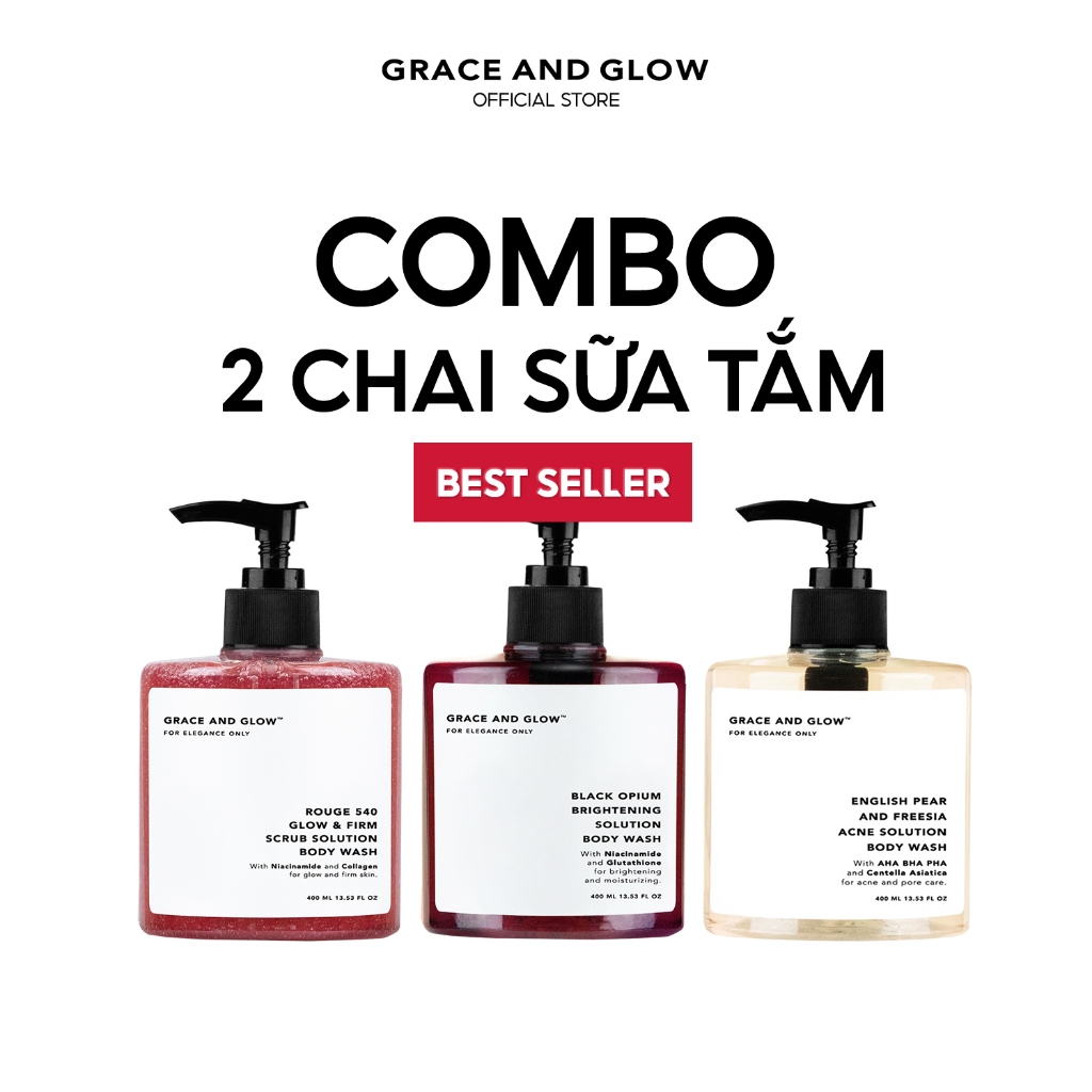 2 in 1 Best Sales Combo sữa tắm nước hoa Grace and Glow 400ml + 400ml