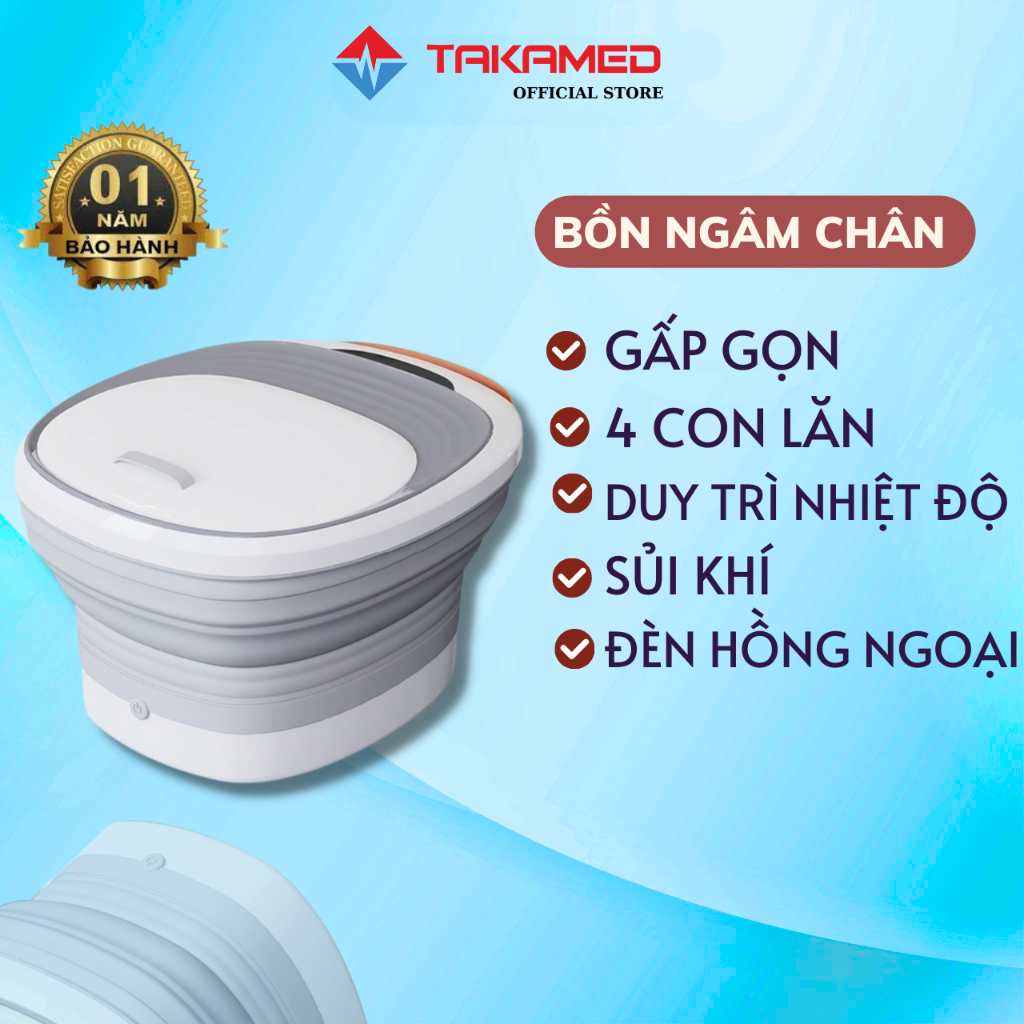 Bồn Ngân Chân Massage Gấp Gọn, Chậu Ngâm Chân Chính Hãng TAKAMED