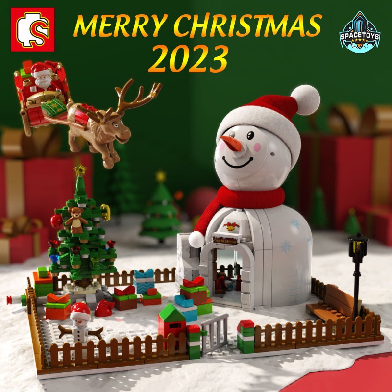 Đồ Chơi Lắp Ráp Kiểu Lego Mô Hình Ngôi Nhà Người Tuyết Giáng Sinh Noel Merry Christmas Có Đèn No.601156 Với 560+PCS