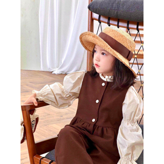 Set bộ thu đông cho bé gái A6 thiết kế tay bồng dài tay chất liệu nhung tăm size đại từ 14-45kg