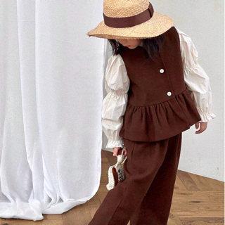 Set bộ thu đông cho bé gái A6 thiết kế tay bồng dài tay chất liệu nhung tăm size đại từ 14-45kg