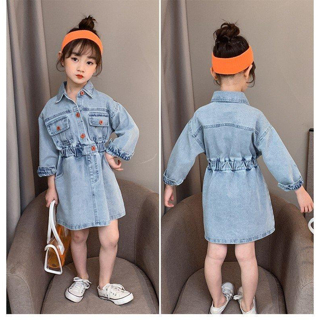 Váy bò cho bé gái C10 dài tay chất bò mềm size đại từ 14-45kg