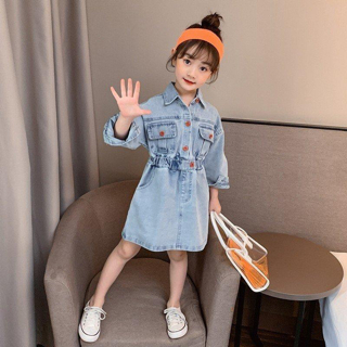 Váy bò cho bé gái C10 dài tay chất bò mềm size đại từ 14-45kg