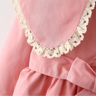 Váy thu đông cho bé gái C2 thiết kế dài tay cổ sen thắt nơ lưng chất kaki mềm size đại từ 14-45kg