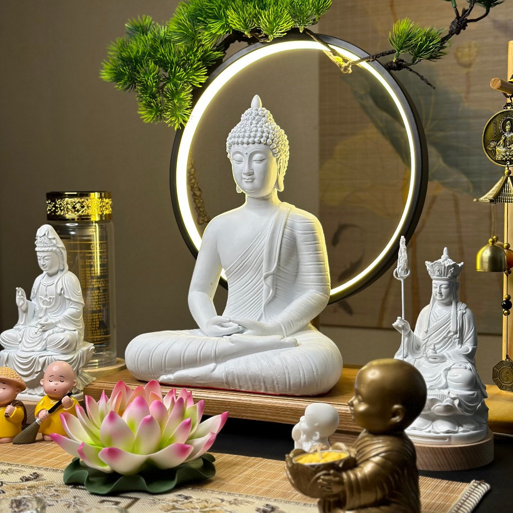 Tượng Phật Thích Ca Ngồi Thiền, Chất Liệu Bột Đá Cao Cấp, Cao 30cm - Tuệ Nga