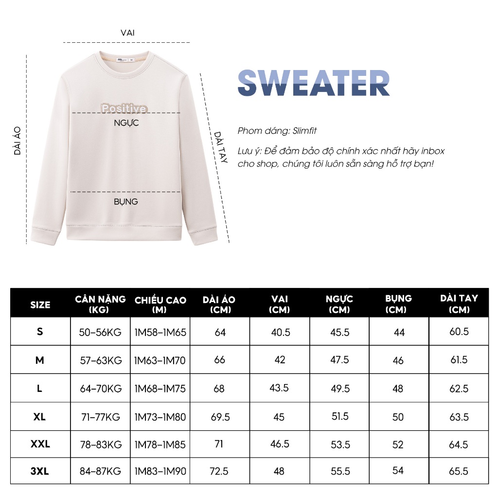 Áo Sweater Nam 5S FASHION POSITIVE, Chất Nỉ Cotton, Cổ Tròn, Thêu Chữ Nổi Bật (ANO23023)