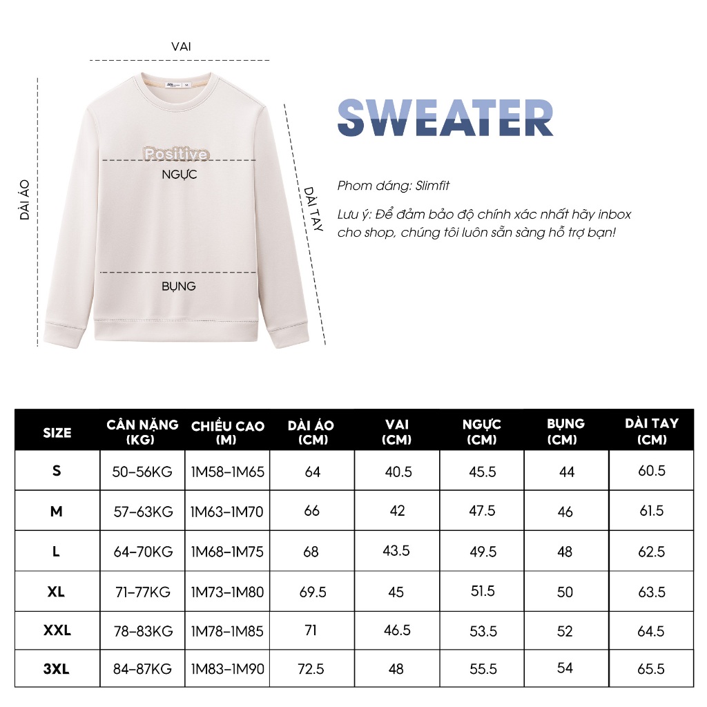 Áo Sweater Nam 5S FASHION POSITIVE, Chất Nỉ Cotton, Cổ Tròn, Thêu Chữ Nổi Bật