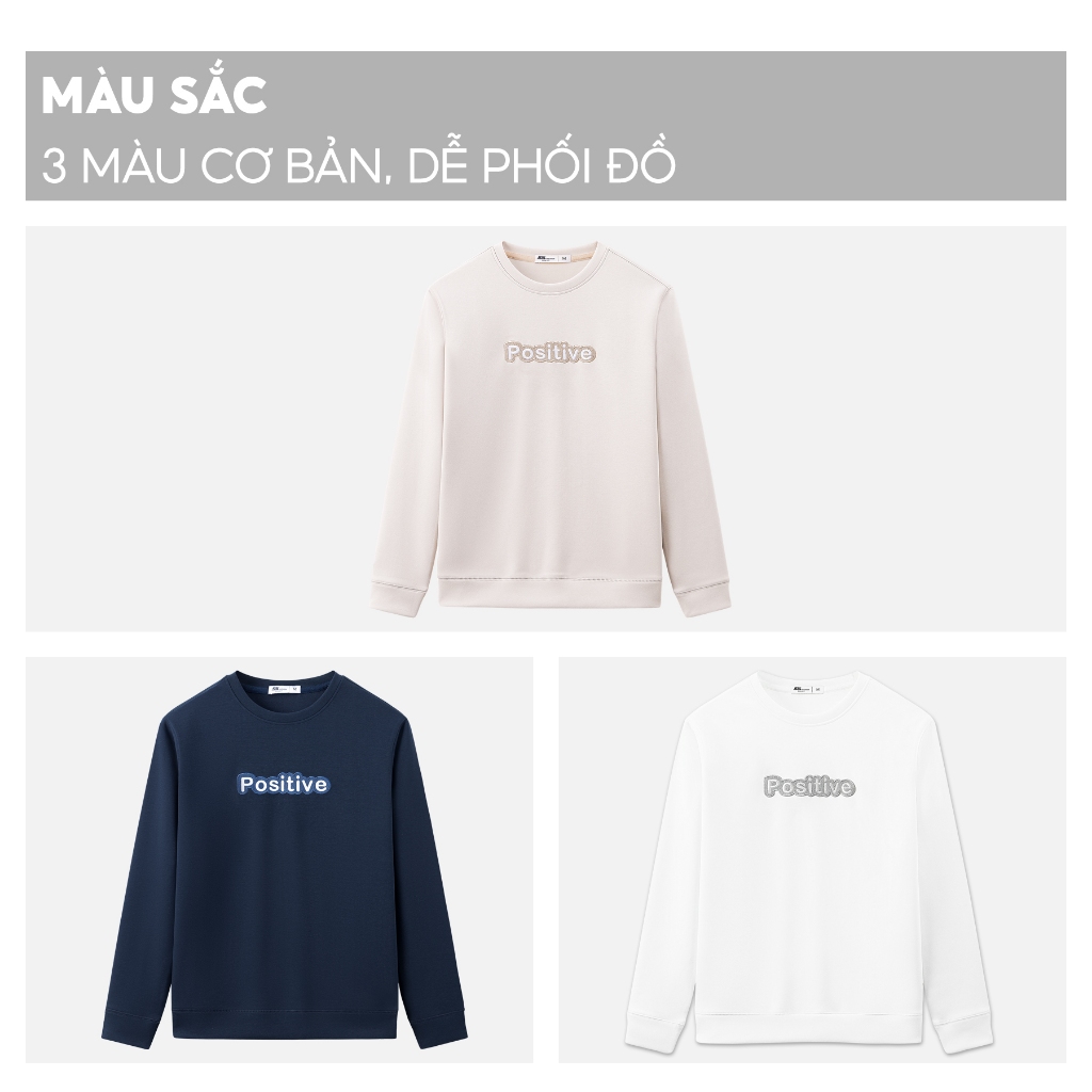 Áo Sweater Nam 5S FASHION POSITIVE, Chất Nỉ Cotton, Cổ Tròn, Thêu Chữ Nổi Bật