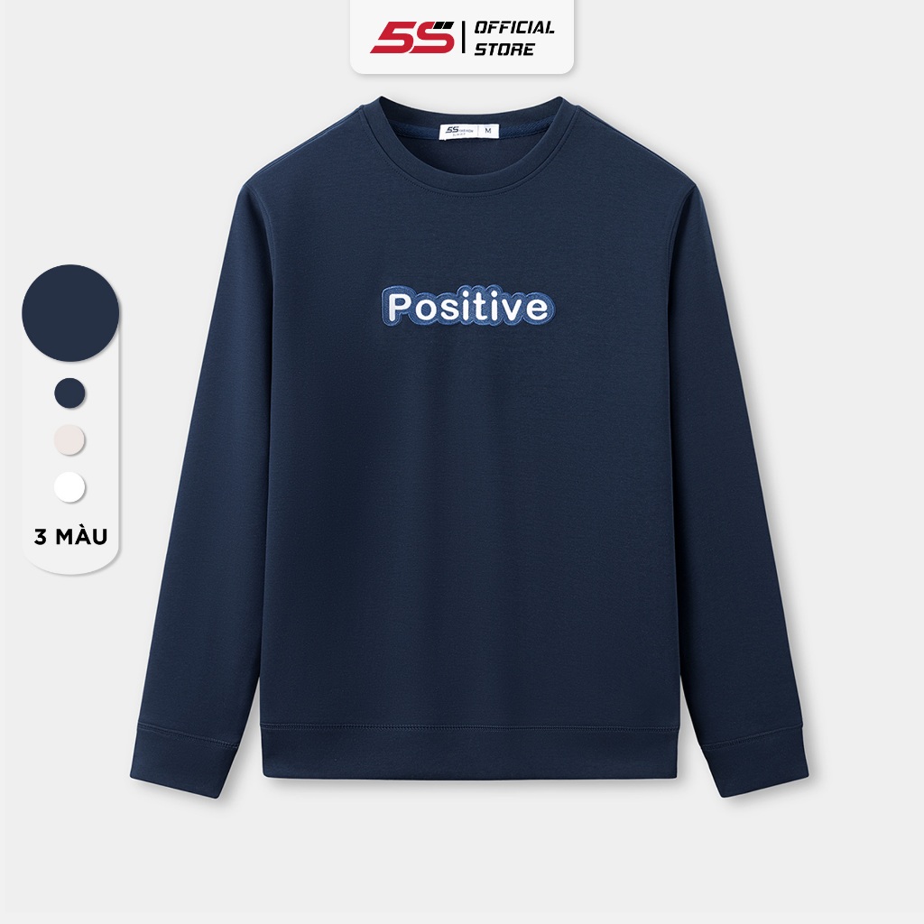 Áo Sweater Nam 5S FASHION POSITIVE, Chất Nỉ Cotton, Cổ Tròn, Thêu Chữ Nổi Bật (ANO23023)