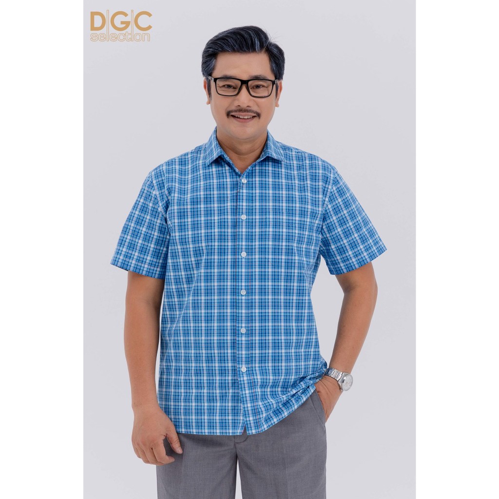 Áo sơ mi ngắn tay nam trung niên DGCs hoạ tiết kẻ caro SASNBC51M