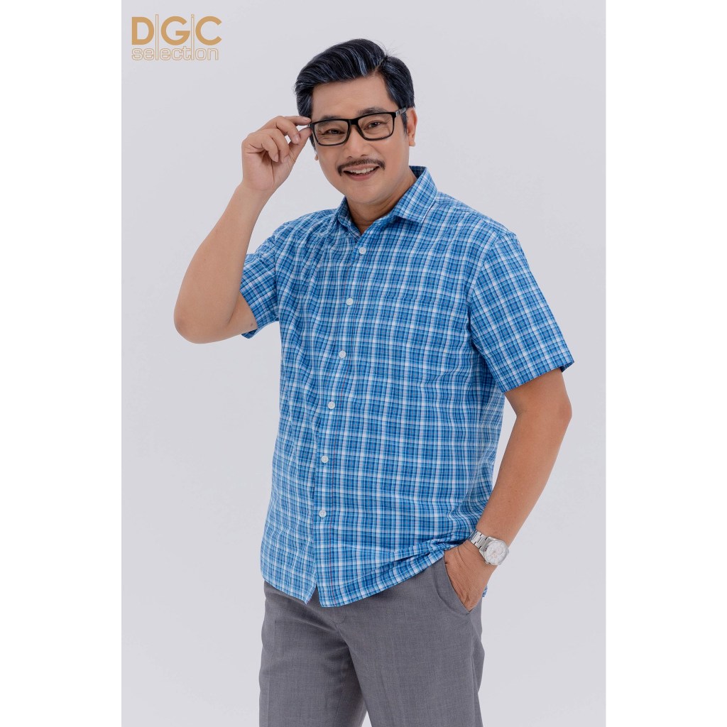 Áo sơ mi ngắn tay nam trung niên DGCs hoạ tiết kẻ caro SASNBC51M