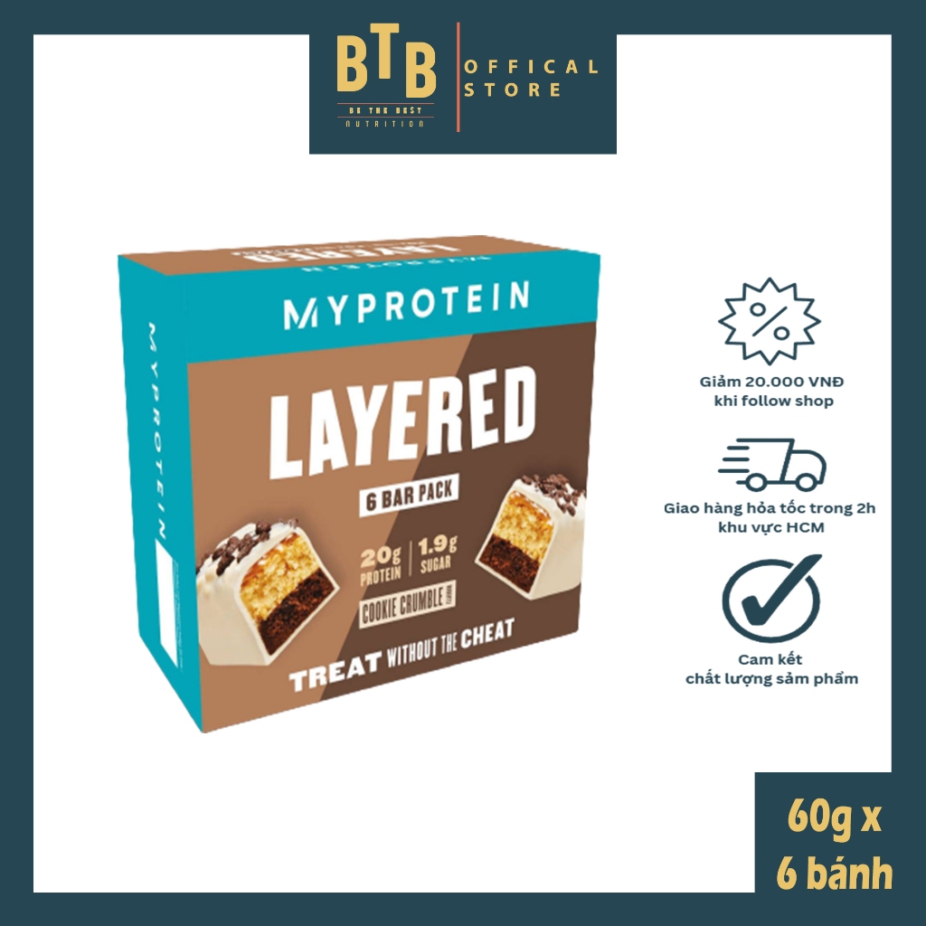 Hộp bánh protein Myprotein LAYERED PROTEIN BAR 6 thanh x 60g